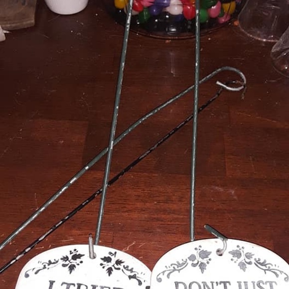 2 - PORCELAIN Garden Signs on wire hangers - Picture 3 of 3